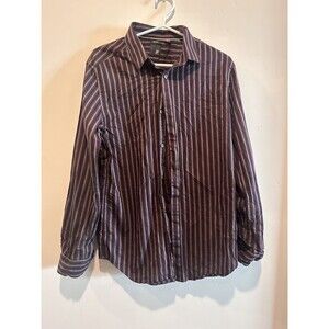J Ferrar Long Sleeve slim STRIPED Button up Shirt Purple Size M
